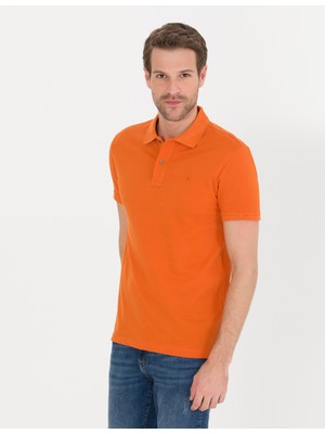 Pierre Cardin Erkek Turuncu Slim Fit Polo Yaka Basic Tişört 50262660-VR191
