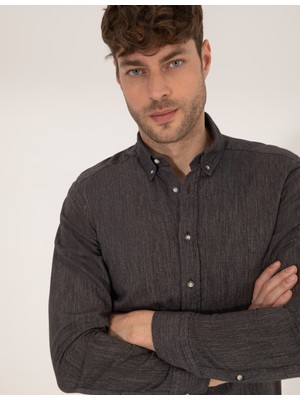 Pierre Cardin Erkek Siyah Slim Fit Uzun Kollu Gömlek 50266232-VR046