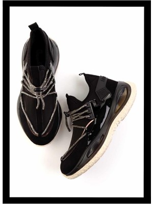 Bambi Siyah Streç   Kadın Sneaker K01212040717