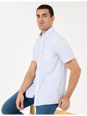 Pierre Cardin Erkek Açık Mavi Regular Fit Kısa Kollu Gömlek 50249763-VR003