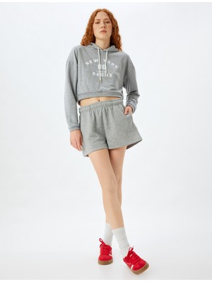 Koton Mini Şort Cepli Üç Iplik Beli Lastikli Rahat Kalıp