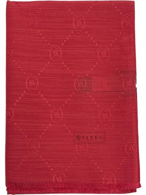 Vakko Pamuk Ipek Şal - Monogram - Kırmızı