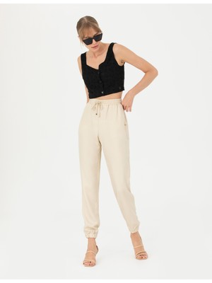 Pierre Cardin Kadın Krem Kumaş Pantolon 50262602-VR071