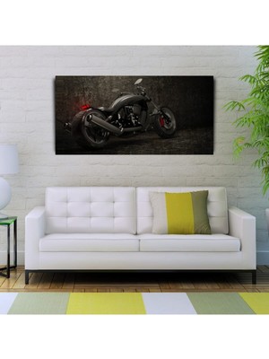 Zeds Creations Siyah Motorsiklet Canvas Tablo (60 x 120)