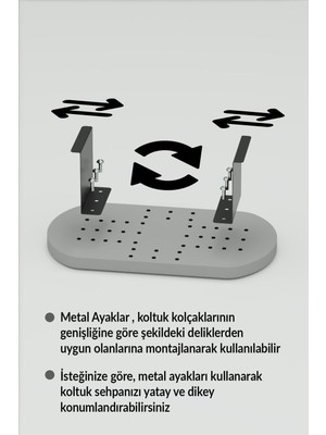 Zeds Creations Yan Sehpa Ayarlanabilir Tepsi Oval Dekoratif Modern Yatay Dikey Koltuk Sehpası Bendir