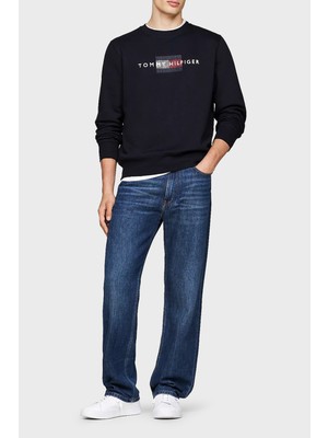 Tommy Hilfiger Pamuk Karışımlı Regular Fit Bisiklet Yaka Logolu Sweat Erkek Sweat MW0MW35541 Dw5