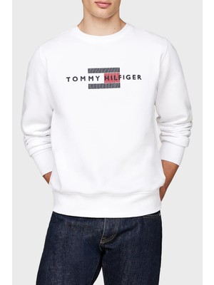 Tommy Hilfiger Pamuk Karışımlı Regular Fit Bisiklet Yaka Logolu Sweat Erkek Sweat MW0MW35541 Ybr