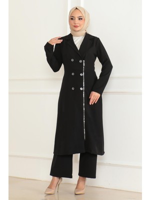 Moda Mihram Düğme Detaylı Fermuarlı Takım Indigo 19219