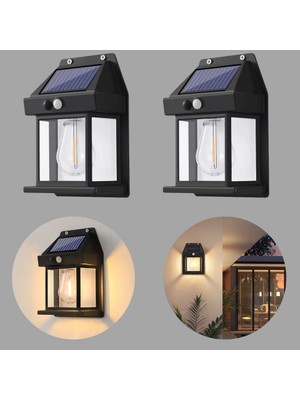 Hubstein 2 Adet 2024 Model Suya Dayanıklı Harekete Duyarlı Güneş Enerjili Solar LED Dış Mekan Bahçe Lambası
