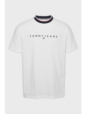 Tommy Jeans Logo Işlemeli % 100 Pamuk Regular Fit Bisiklet Yaka T Shirt Erkek T Shirt DM0DM19733 Ybr