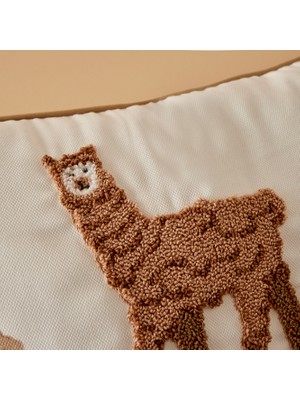 Bella Maison Alpaca Baskılı Punclı Kırlent Bej (30 x 40  cm )