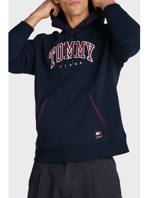 Tommy Jeans Logo Işlemeli Pamuklu Regular Fit Kapüşonlu Sweat Erkek Sweat DM0DM19760 C1G