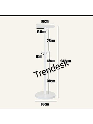 Trendesk Ayaklı Beyaz Askılık Kitap Çanta Depolama Rafları Yatak Odası Organizatör Askı 30*95CM 1059-CN