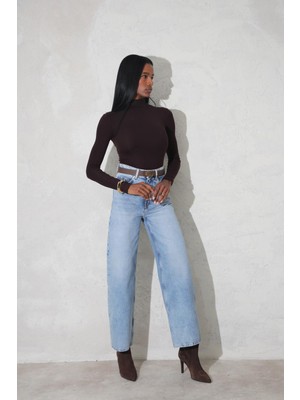 5in1Canpolat Mavi Yüksek Bel Wide Leg Jean