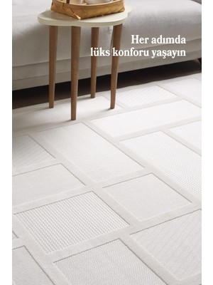 Anaska Home Modern Tasarım Sisal Krem Renk Oturma Odası Halısı Salon Halısı Kolay Temizlenebilir Yumuşak Dokulu