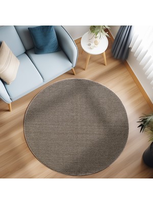 Anaska Home Modern Desenli Kahverengi Sisal Yumuşak Jüt Halı Oturma Odası Halısı Salon Halısı Antialerjik Leke Tutmaz Yuvarlak