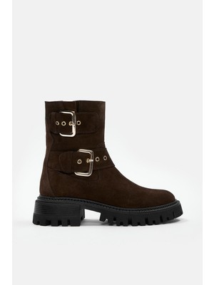 Nilufarr Johan Kahve Süet Hakiki Deri Kadın Bot