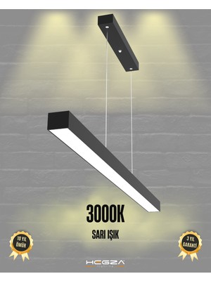 Hegza Lighting Lineer-80 (Siyah Kasa, Sarı Işık) Ledli Modern Avize