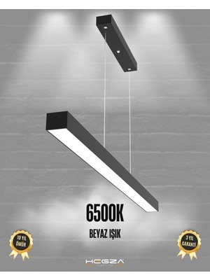 Hegza Lighting LİNEER 120cm (Siyah Kasa, Beyaz Işık) Ledli Modern Lineer Sarkıt LED Avize