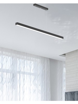 Hegza Lighting LİNEER 120cm (Siyah Kasa, Beyaz Işık) Ledli Modern Lineer Sarkıt LED Avize