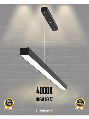 Hegza Lighting Lineer 80cm (Siyah Kasa, Doğal Beyaz) Ledli Modern Sarkıt Lineer LED Avize