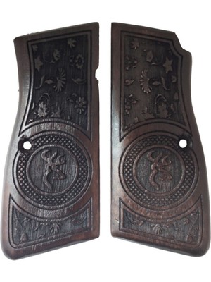 Zib Grips Silah Kabzası - Zig 14, Browning Hp, High Power 14, Dik Kasa, Browning Halkalı (Halka Için Kesim Yaptırmak Için Mesaj Atın), Halkasız ile Uyumlu - Koyu Kahverengi Renk - BRWHPCV043