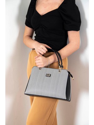 Silver & Polo Siyah Beyaz - Siyah SP972 Kadın El Çantası