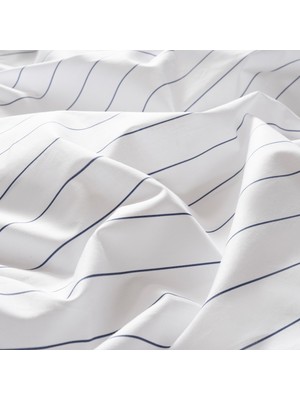 Brıto Baskılı 200 Tc Percale %100 Pamuk Nevresim Seti 200X220 cm Beyaz/lacivert