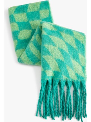 Koton Uzun Atkı Desenli Püsküllü Yumuşak Dokulu