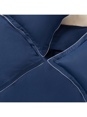 Brıto Biyeli 200 Tc Percale %100 Pamuk Nevresim Seti 260X220 cm Lacivert