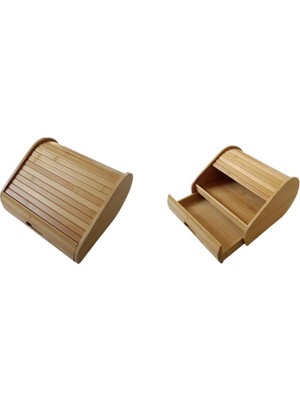 Panalı Bambu Ekmek Kutusu Sürgülü Çekmeceli