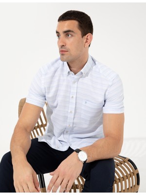 Pierre Cardin Erkek Açık Mavi Regular Fit Kısa Kollu Gömlek 50252473-VR003