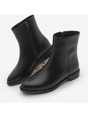 Marjin Kadın Fermuarlı Günlük Bot Longa Siyah