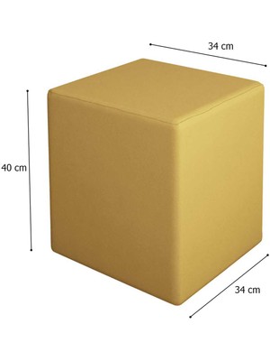 Modilayn Doğa Kare Puf Tay Tüyü Kumaş, Sağlam Ahşap Iskeletli -Sarı-