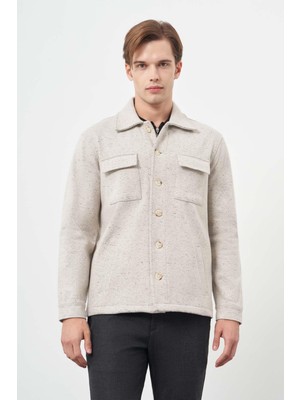 İmza Bej Örme Polo Yaka Jakarlı Desen Yırtmaçsız Astarsız Slim Fit Classic Mont 1007245160