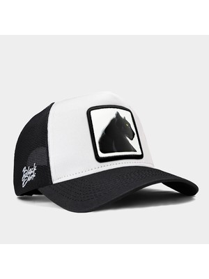 V1 Trucker Panter - 1bs Kod Logolu Unisex Siyah Siperli Beyaz - Siyah Şapka (Cap)