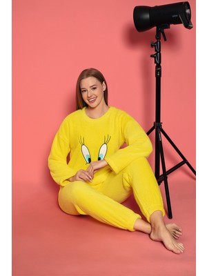 Sude Homewear Kadın Tweety Peluş Pijama Takımı