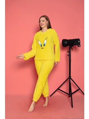 Sude Homewear Kadın Tweety Peluş Pijama Takımı