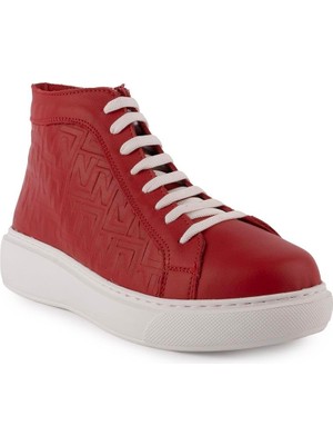 Emel Ayakkabı Modern  Deri Converse  Bot Kırmızı 1301