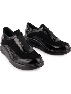 Emel Ayakkabı Deri Günlük Rahat Ortopedik Ayakkabı Siyah 315