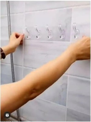 Store 5'li Kendinden Yapışkanlı Şeffaf Askılık Kapı Arkası Mutfak Duvar Banyo Askı Modern Stil
