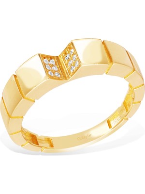 Diamond Line-Gülaylar 14 Ayar Sarı Altın Trend Yüzük