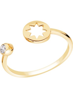 Diamond Line-Gülaylar 14 Ayar Sarı Altın Yıldız Figürlü Yüzük