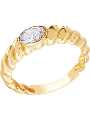 Diamond Line-Gülaylar 14 Ayar Sarı Altın Trend Yüzük