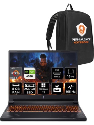 Acer Nitro V 16 Ryzen 7 8845HS RTX 4060 Gaming Laptop 8GB RAM 256GB SSD 16" FHD+ 165Hz Win11 Home + Per4 Çanta NHQRUEY003P341