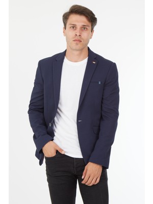 Sposo G-223 Dar Kalıp Yarım Astarlı Lacivert Erkek Blazer Ceket