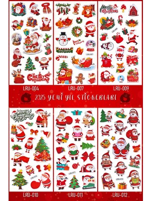 BP Tattoo Yılbaşı Sticker Set Kabartmalı Çıkartma Etiket Sticker Noel Süslemeleri