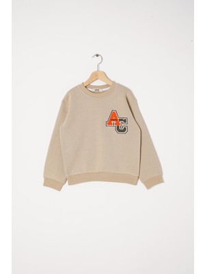 Suzene Ac Nakışlı Bej Renk Erkek Çocuk Sweat