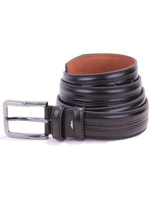 Dagoster DMK26-305DG Siyah 3,5 cm Hakiki Deri Erkek Kemer