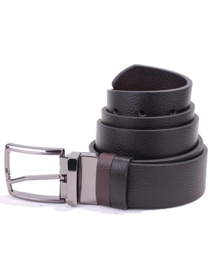 Dagoster DMK26-465DG Siyah Kahve 4 cm Çift Taraflı Hakiki Deri Erkek Kemer